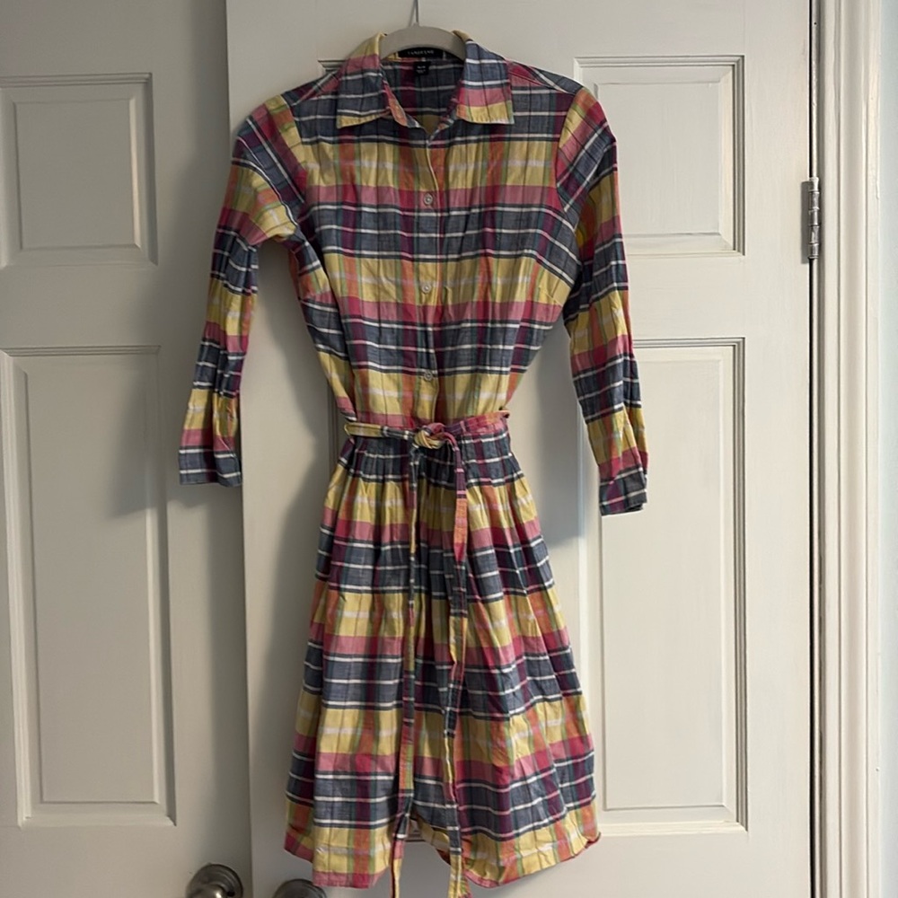 Lands End plaid shirt dress